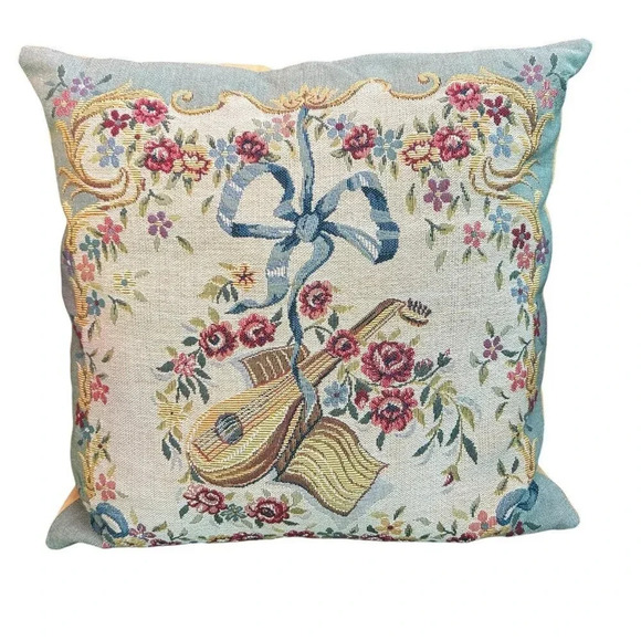 Jules Pansu Paris Mandolin Vert French Tapestry Pillow - Picture 1 of 8